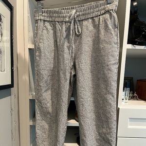 JCrew seaside linen pants dark grey and white stripes size 2